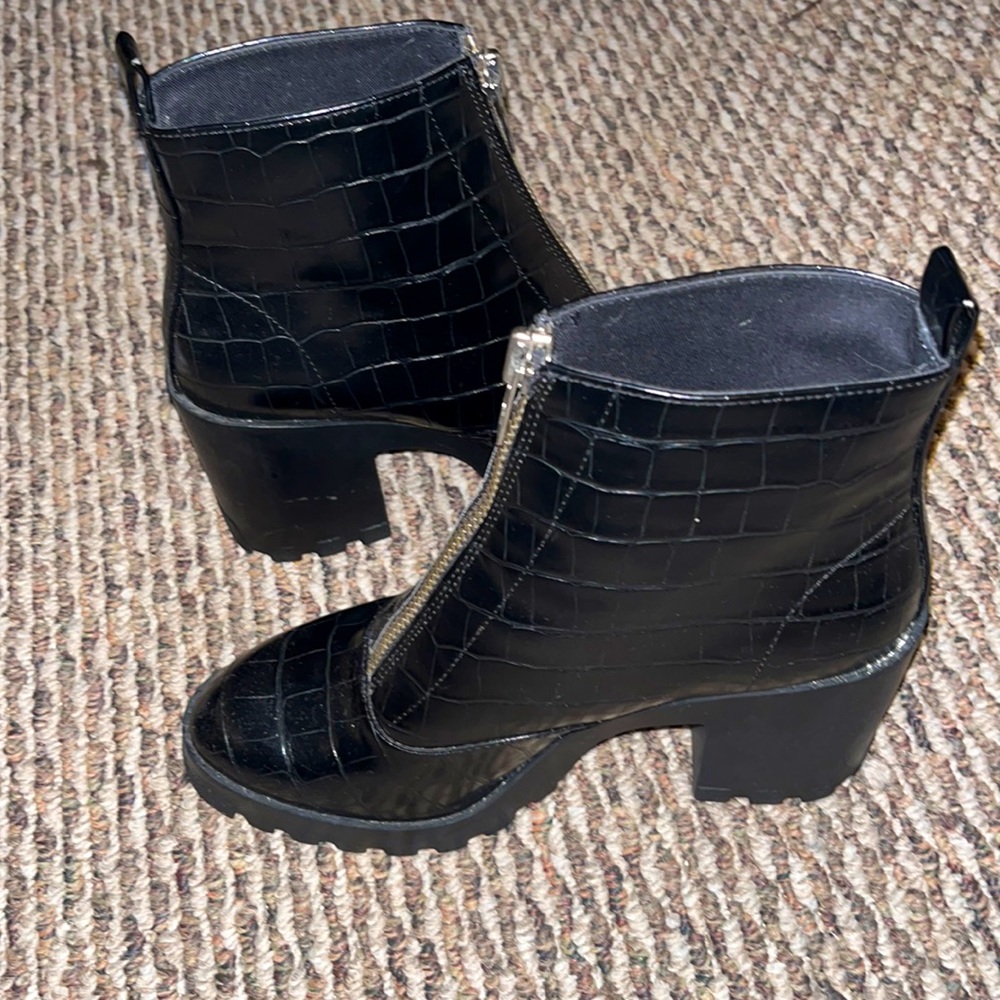 BP faux leather croc print heeled boots